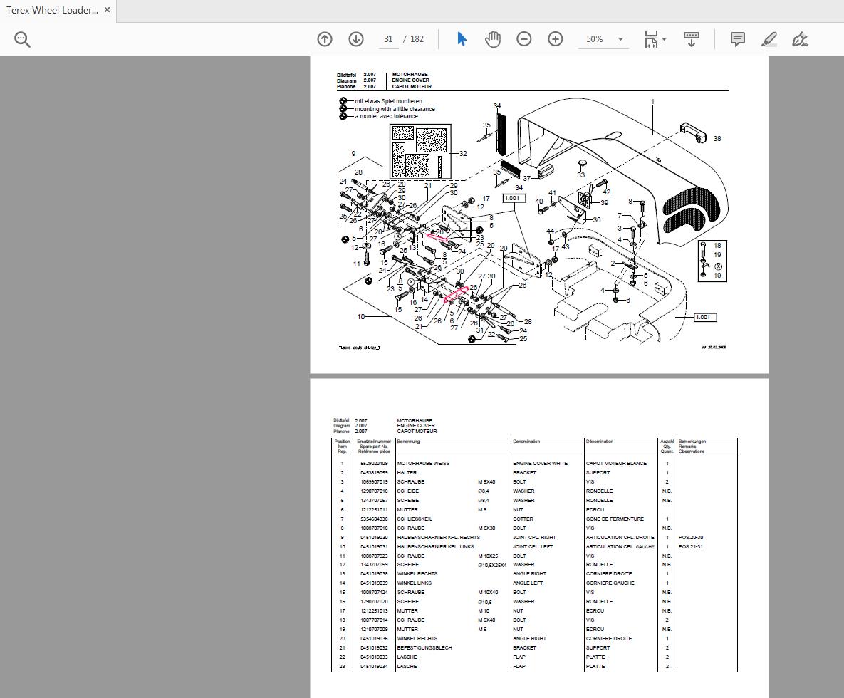 Terex Wheel Loader TL80AS 0147 5780400016 Radlader Parts Catalog 3