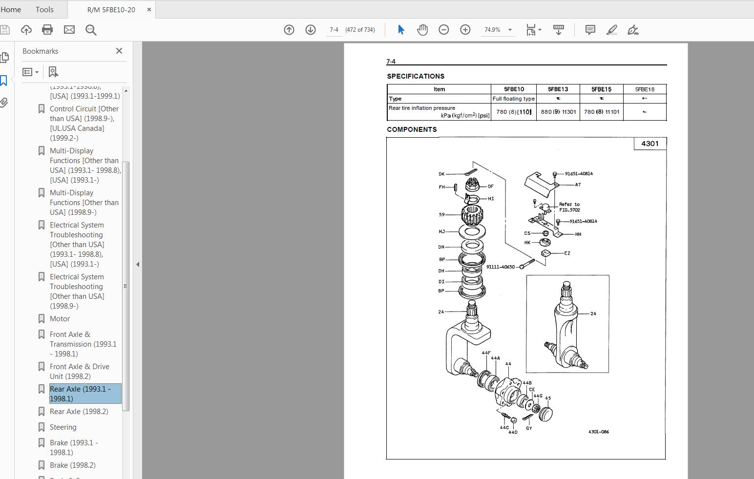 Toyota Battery Forklift 5FBE10 20 Series Service Repair Manual CE306 3 4