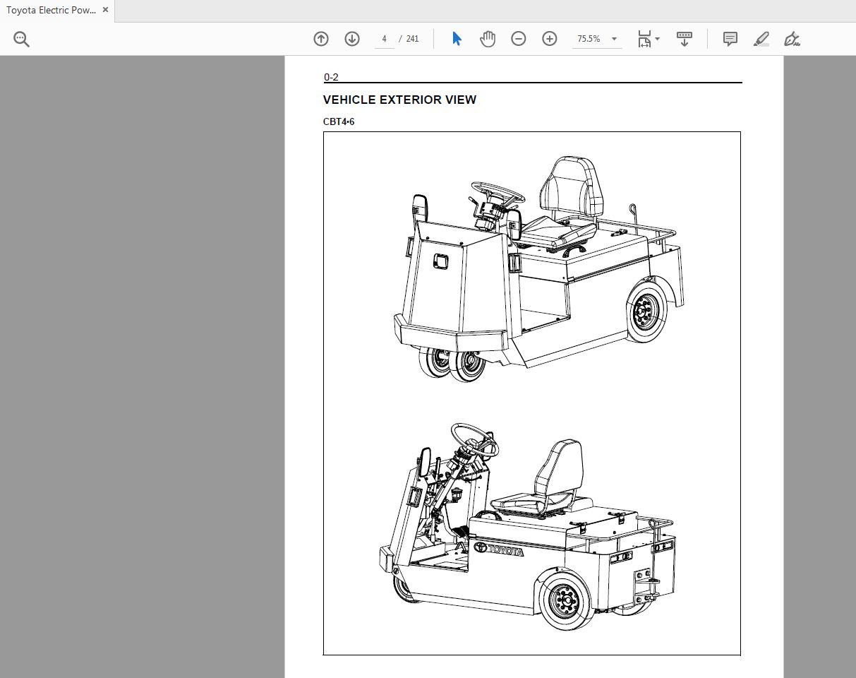 Toyota Electric Powered Towing Tractor CBT4.6 CBTY4 Repair Manual CE654 1 2
