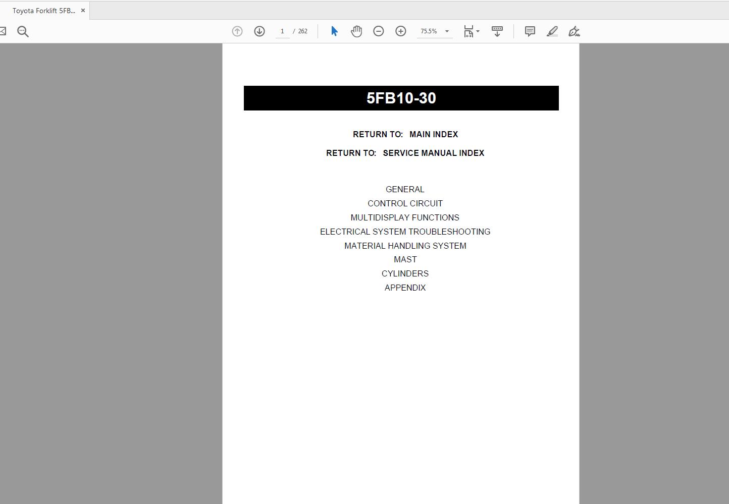 Toyota Forklift 5FB10 30 Series Service Repair Manual CE308 1