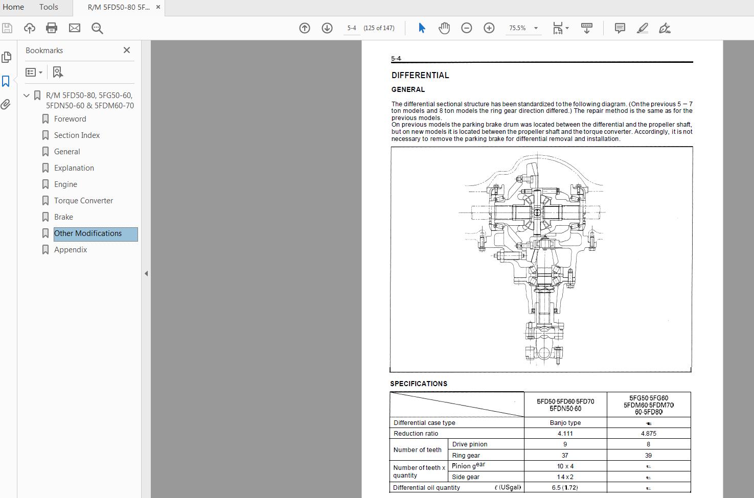 Toyota Forklift 5FD50 80 5FG50 60 5FDM60 70 Series Repair Manual 6