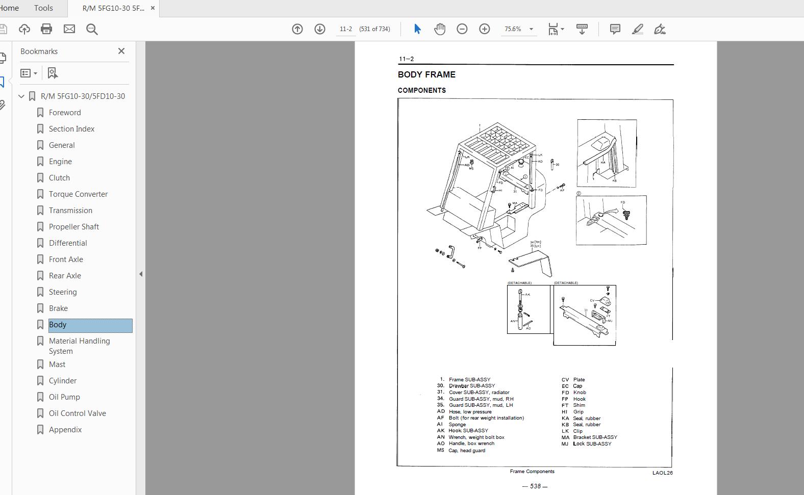 Toyota Forklift 5FDG10 30 Series Repair Manual 6 1