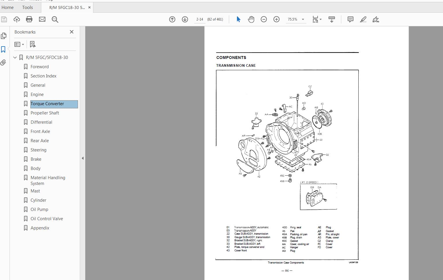 Toyota Forklift 5FGDC18 30 Series Repair Manual CE004 2