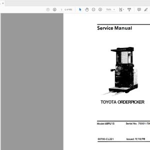 Toyota Forklift 6BPU15 SN 70001 79999 Repair Manual CL221 1