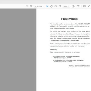 Toyota Forklift 6FGCU15 30 Repair Manual CU015 C 1
