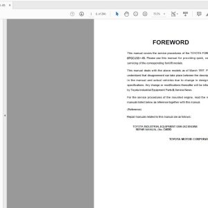 Toyota Forklift 6FGCU33 45 Series Repair Manual CU021 1