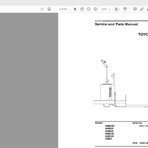 Toyota Forklift 6HBW30 6HBE30 40 6HBC30 40 6TB50 Service Parts Manual CL390 1