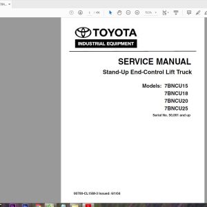 Toyota Forklift 7BNCU15 18 20 25 SN 50001 and up Service Manual CL1SM 3 1