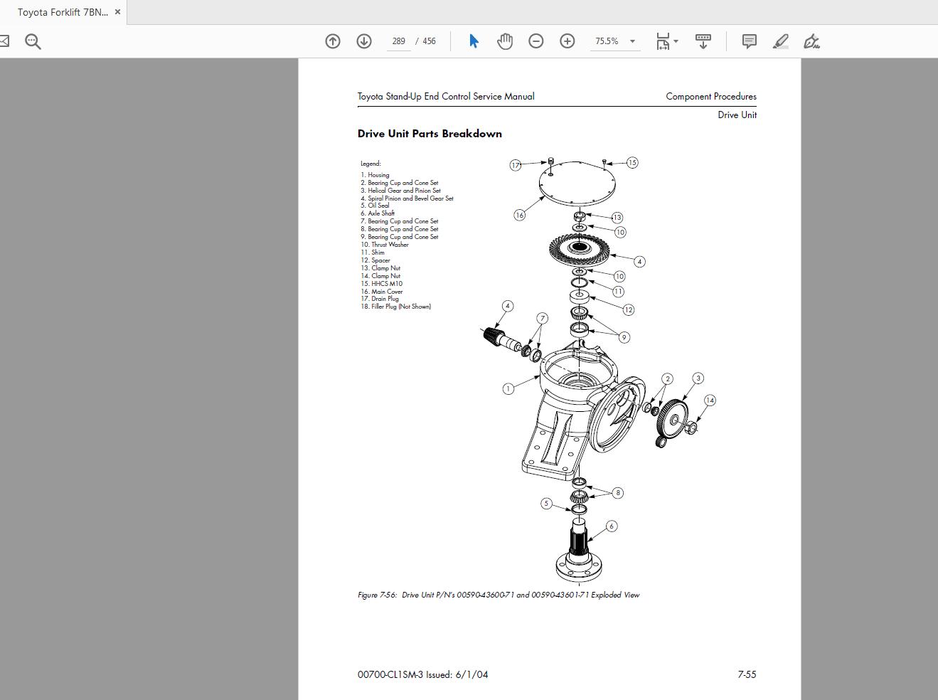 Toyota Forklift 7BNCU15 18 20 25 SN 50001 and up Service Manual CL1SM 3 3