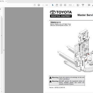 Toyota Forklift 7BWS10 13 SN 40500 and up Master Service Manual CL3WS 06 1