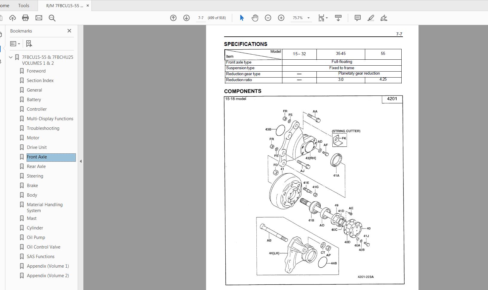 Toyota Forklift 7FBCU15 55 7FBCHU15 55 Repair Manual CU321 CU322 3