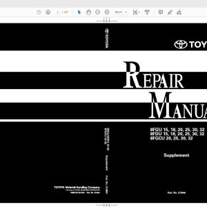 Toyota Forklift 8FGDU15 32 8FGCU20 32 Series Repair Manual CU066 1