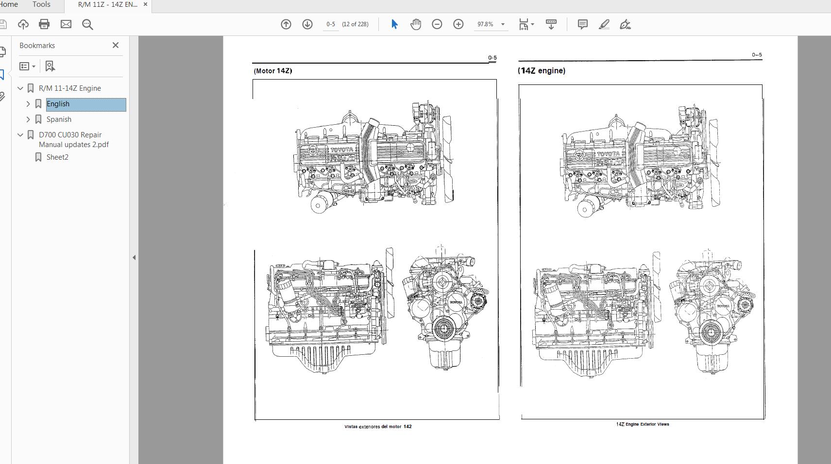 Toyota Forklift Trucks 11Z 12Z 13Z 14Z Engine Repair manual C4615 1 2