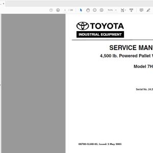 Toyota Powered Pallet Walkie 7HBW23 SN 24501 and up Repair Manual CL340 05 1