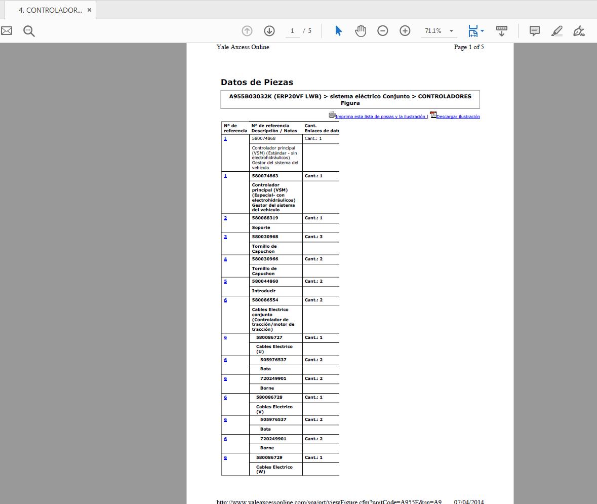 Yale Forklift A955B03032KERP20VF LWB Axcess Online Parts Manual 3