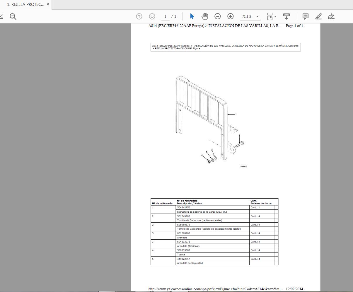 Yale Forklift ERC ERP16 20AAF A814 Parts Catalog02 2014 5