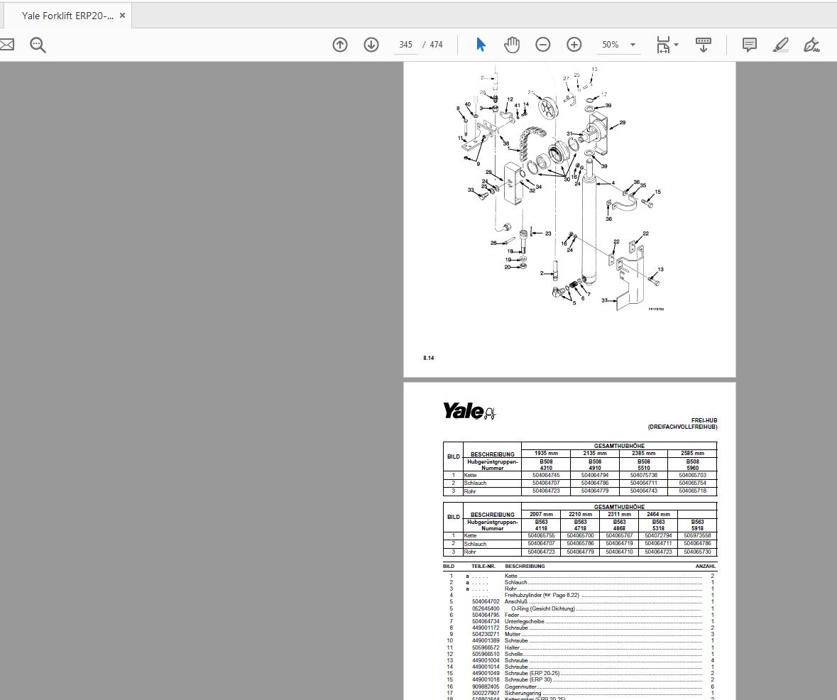 Yale Forklift ERP20 30ALF B216 524167652 Parts Catalog10 2006 4