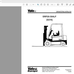 Yale Forklift ERP20 30ALF D216 524183104 Parts Catalog10 2006 1