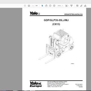 Yale Forklift GDP GLP35 55LJ MJ C813 524150877 Parts Catalog05 2005 1