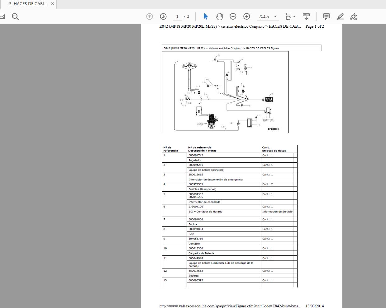 Yale Forklift MP18 MP20 MP20L MP22 E842 Parts Catalog03 2014 2