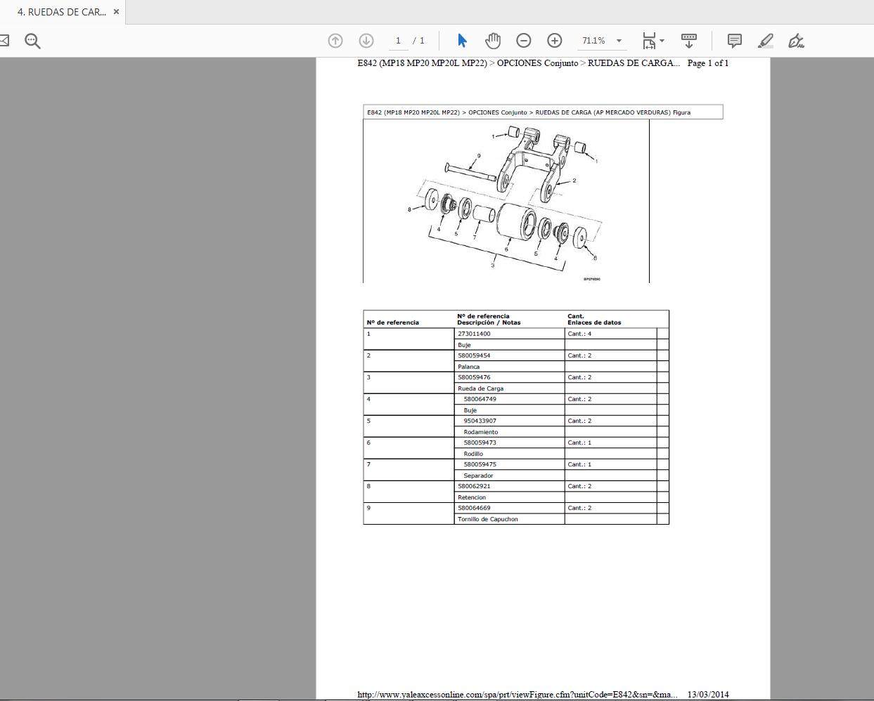 Yale Forklift MP18 MP20 MP20L MP22 E842 Parts Catalog03 2014 5