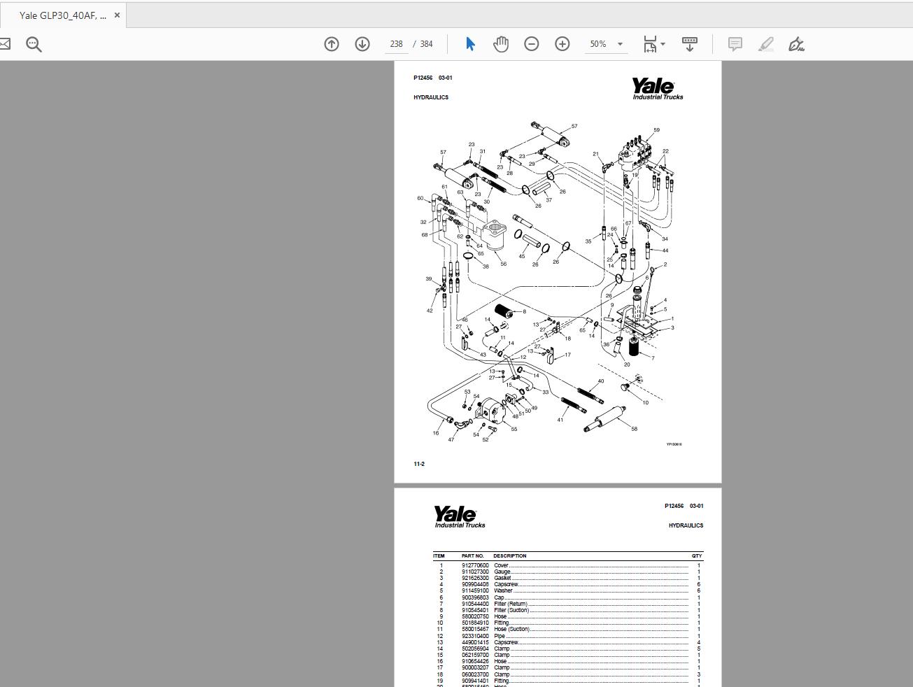 Yale GLP30 40AF GP30 40 AF B810 524144911 Parts Manual02 2002 4