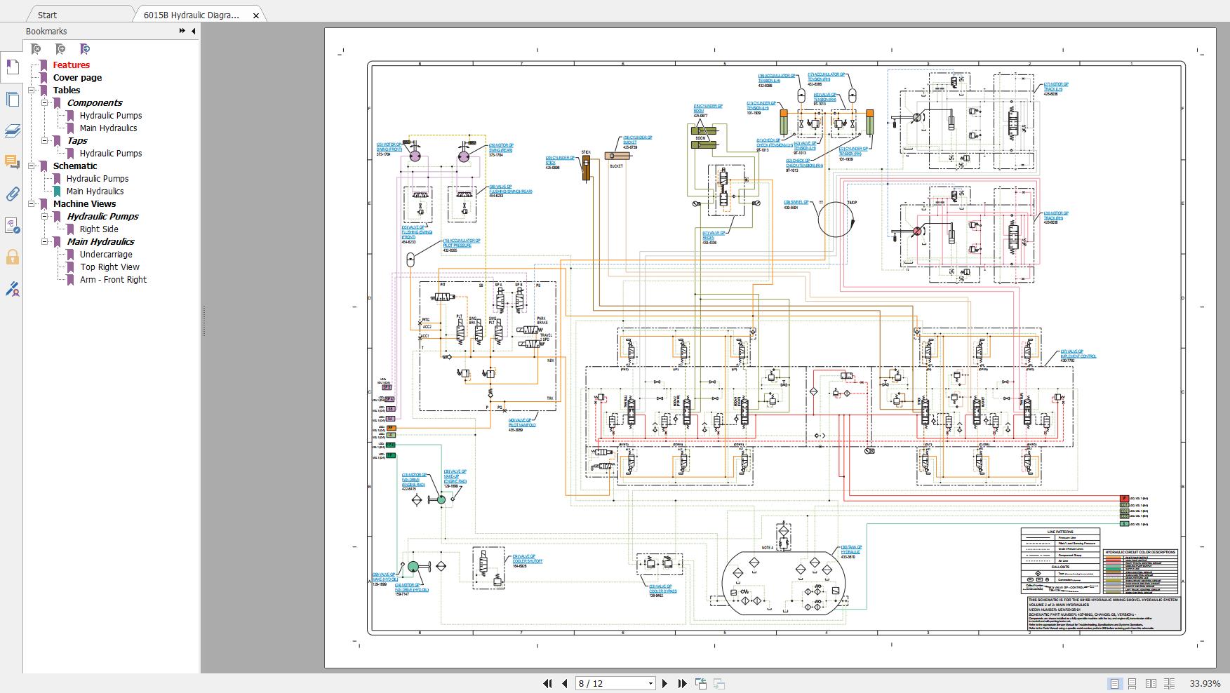 CAT 6015B Excavator Hydraulic and Electrical Diagram 4