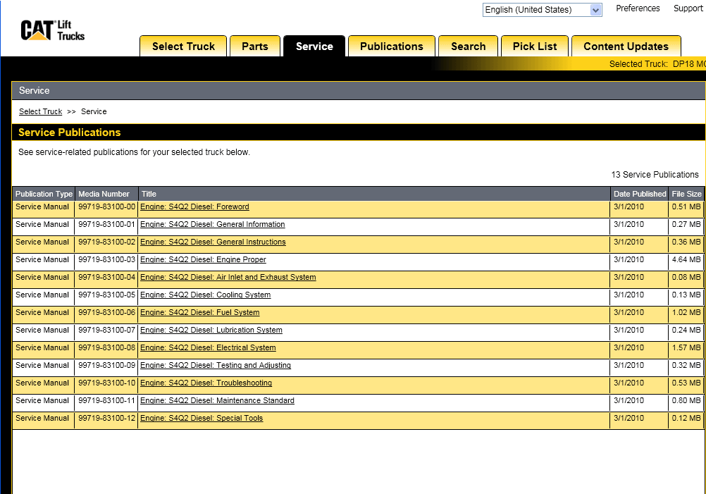 Caterpillar Lift Trucks MCFE 2019 Spare Part Catalogue 2