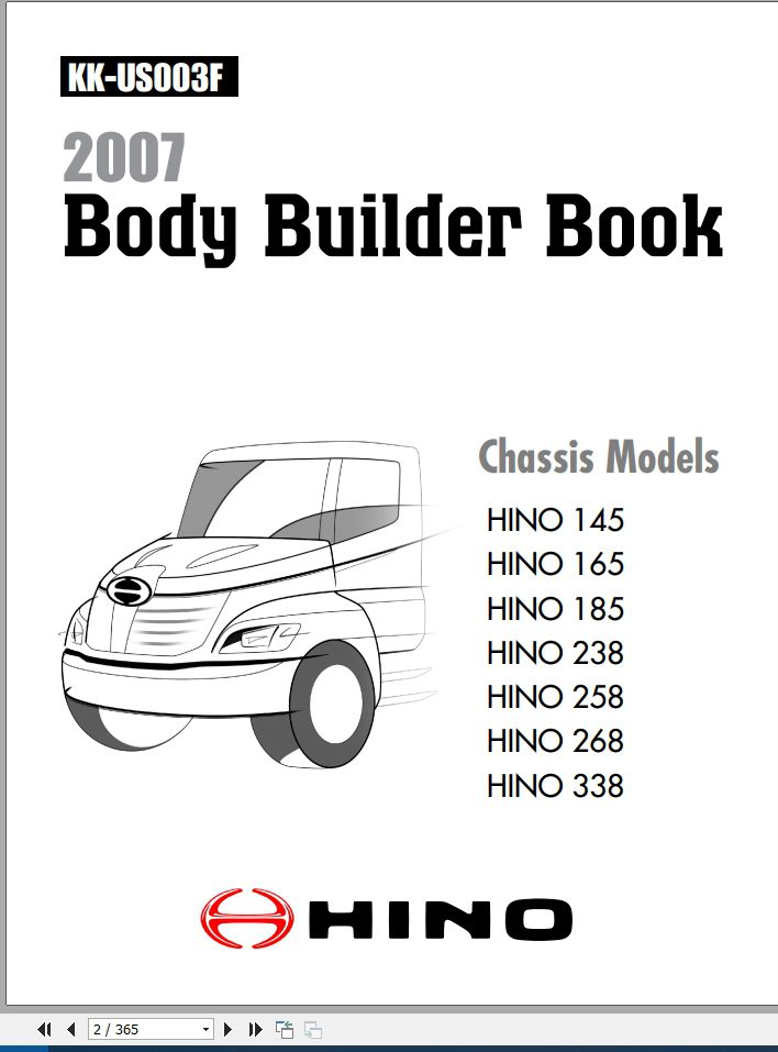 HINO Truck Body Builder Book KK US003F 2007 Manuals GuidesEN 1