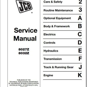 JCB Mini Excavator 8027Z 8032Z Sevice Manual 1