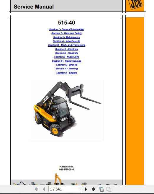JCB Tele Truck 515 40 Sevice Manual 1