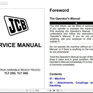 JCB Tele Truck TLT25G TLT 30G Sevice Manual 1