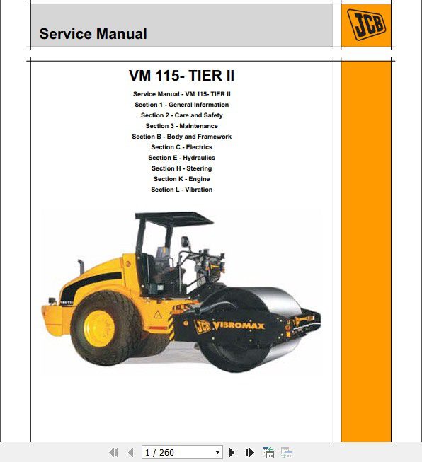 JCB Vibromax Roller VM115 India Sevice Manual 1