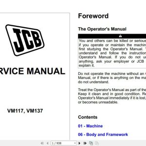 JCB Vibromax Roller VM117 VM137 TierII Sevice Manual 1