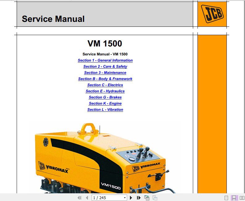 JCB Vibromax Roller VM1500 Sevice Manual 1