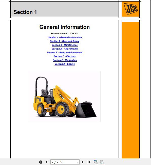 JCB Wheeled Loader 403 Sevice Manual 1