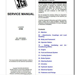 JCB Wheeled Loader 419S Sevice Manual 1