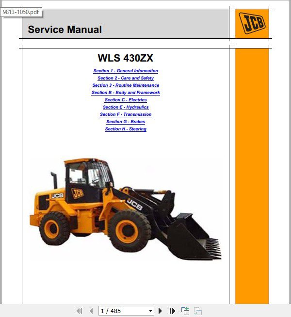 JCB Wheeled Loader 430ZX JC BAI Engine India Sevice Manual 1