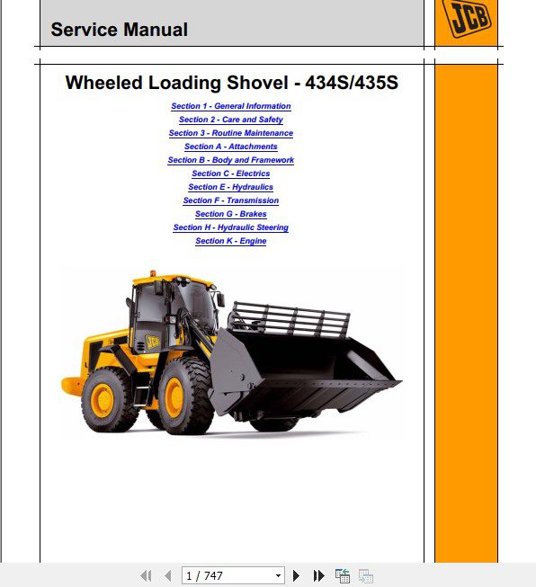 JCB Wheeled Loader 434S 435S Engine Cummins Tier 3 Cummins Tier 4I Sevice Manual 1