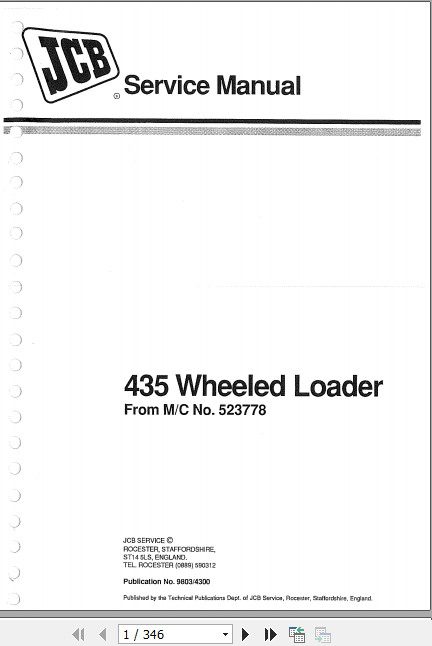 JCB Wheeled Loader 435 Sevice Manual 1
