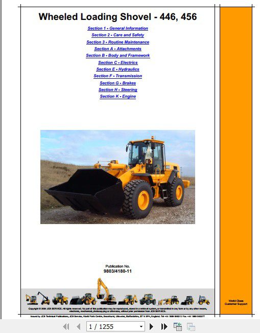 JCB Wheeled Loader 446 456 Sevice Manual 1