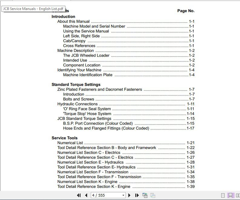JCB Wheeled Loader WLS 422ZX Sevice Manual 2