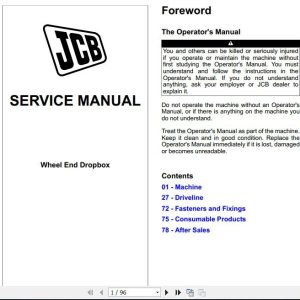 JCB Wheeled Loader Wheel End Dropbox Sevice Manual 1