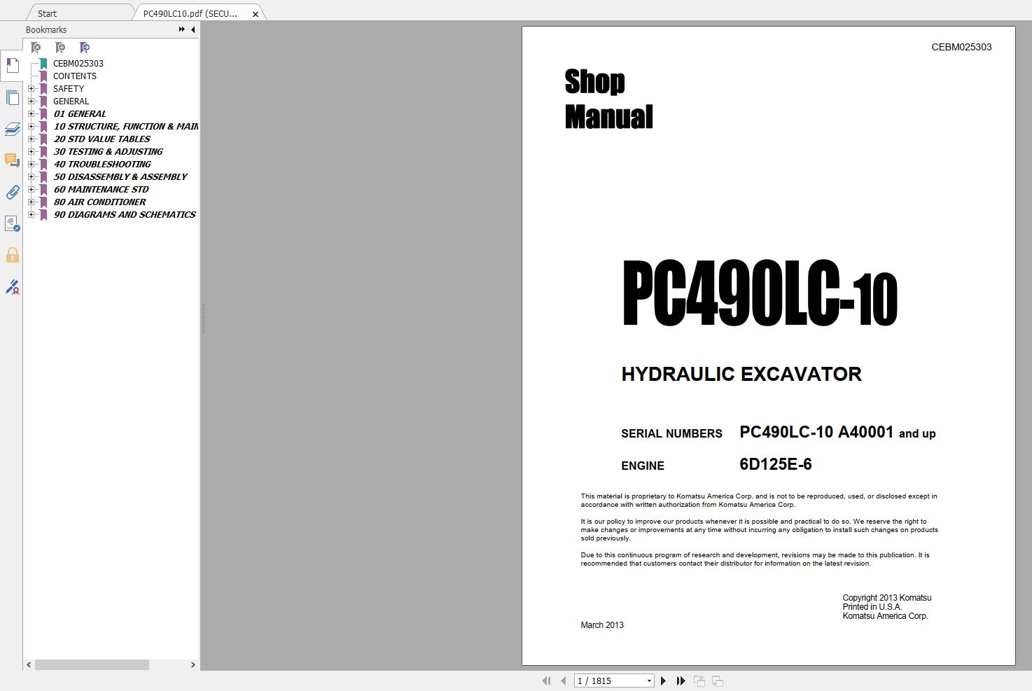 Komatsu Crawler Excavator  6 7 8 10 Shop Manual0