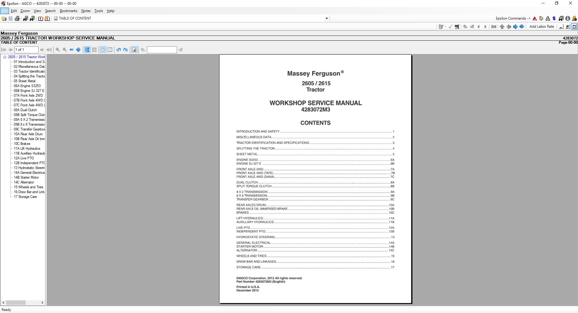 Massey Ferguson   AG Tractor NA Workshop Service Manuals and Service Bulletins 0520197