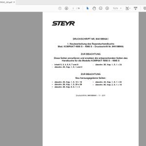Steyr Kompakt 4055S4065S Tractor Service Manual 84419894A1 1
