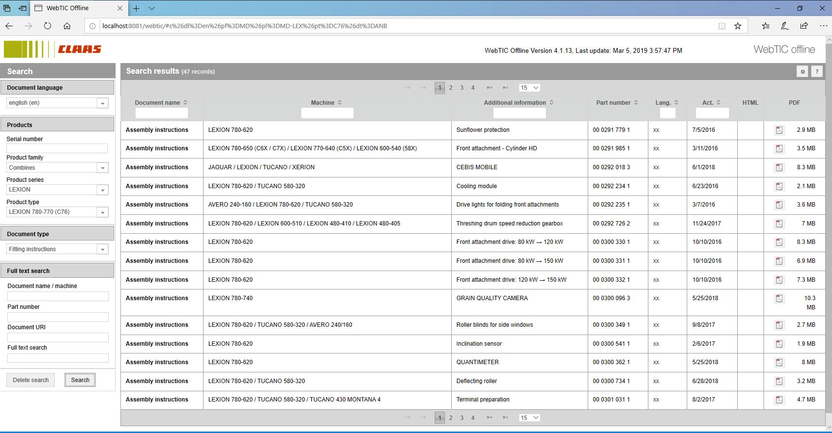 CLAAS WebTIC Offline 032019 Repair and Service Documentation0 2