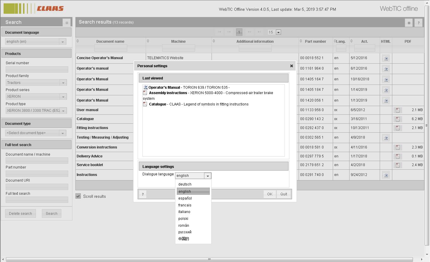CLAAS WebTIC Offline 032019 Repair and Service Documentation4 1