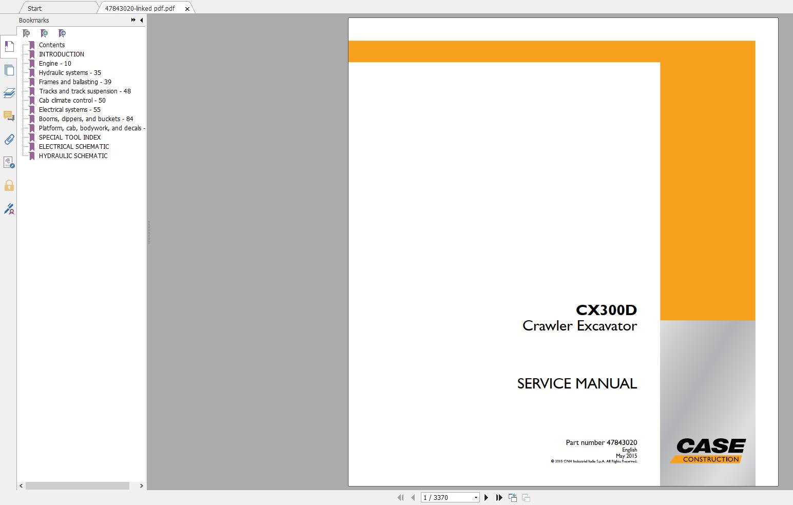 Case Crawler Excavator CX300D Service Manual 1