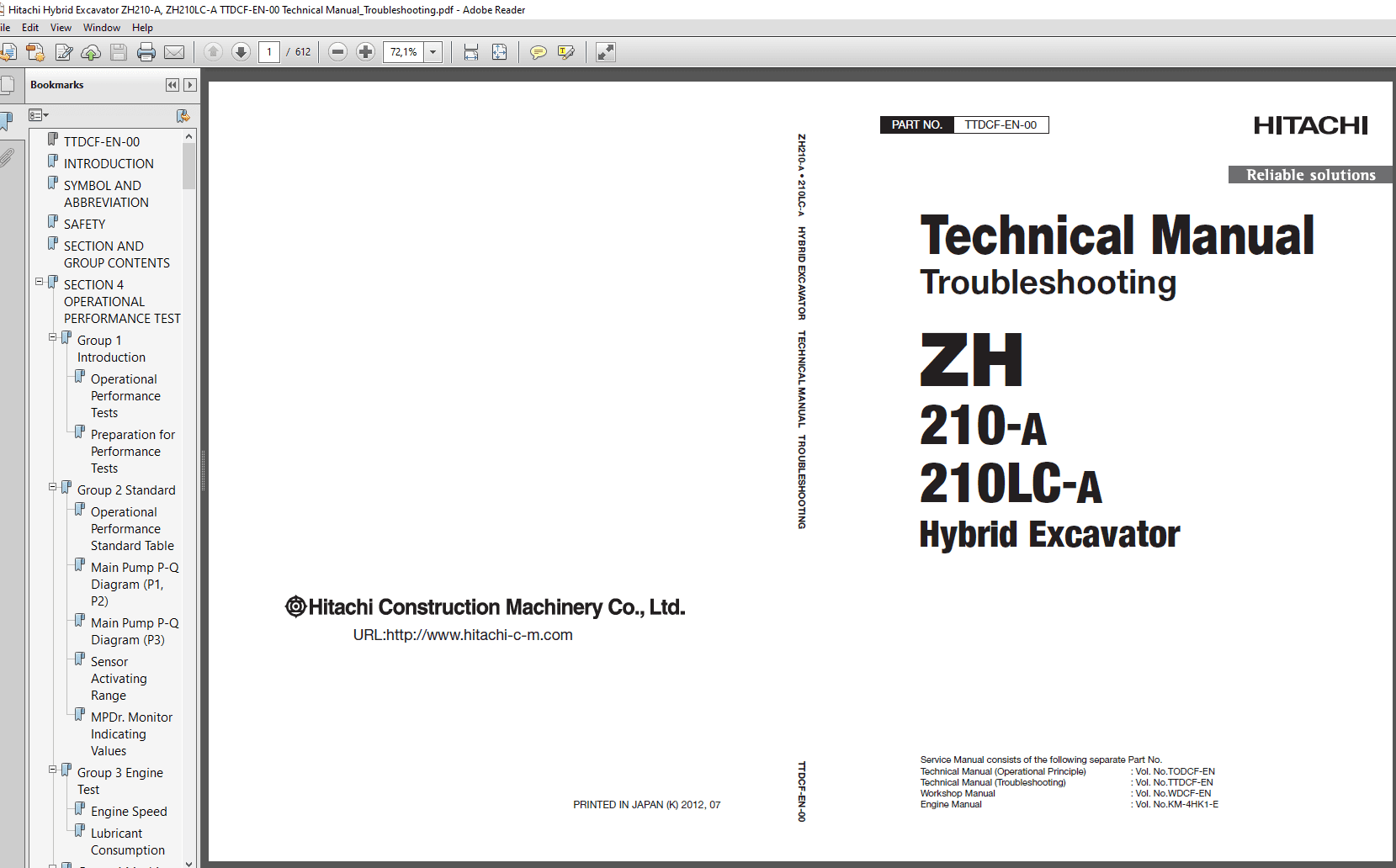 HITACHI Crawler Hybrid Excavator ZH210 A ZH210LC A Shop Manual 4